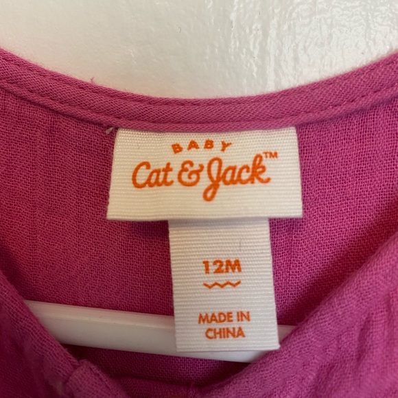 Cat & Jack Pink Baby Girls Gauze Romper NWT - Picture 3 of 5